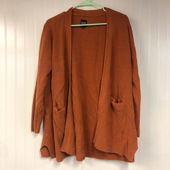 GAP Women's Orange Open-Front Cardigan Sweater XL Thick Chunky - Picture 1 of 3